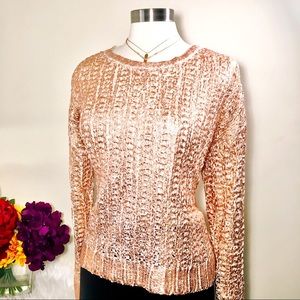 Rachel Roy Rose Gold Crochet Sweater
